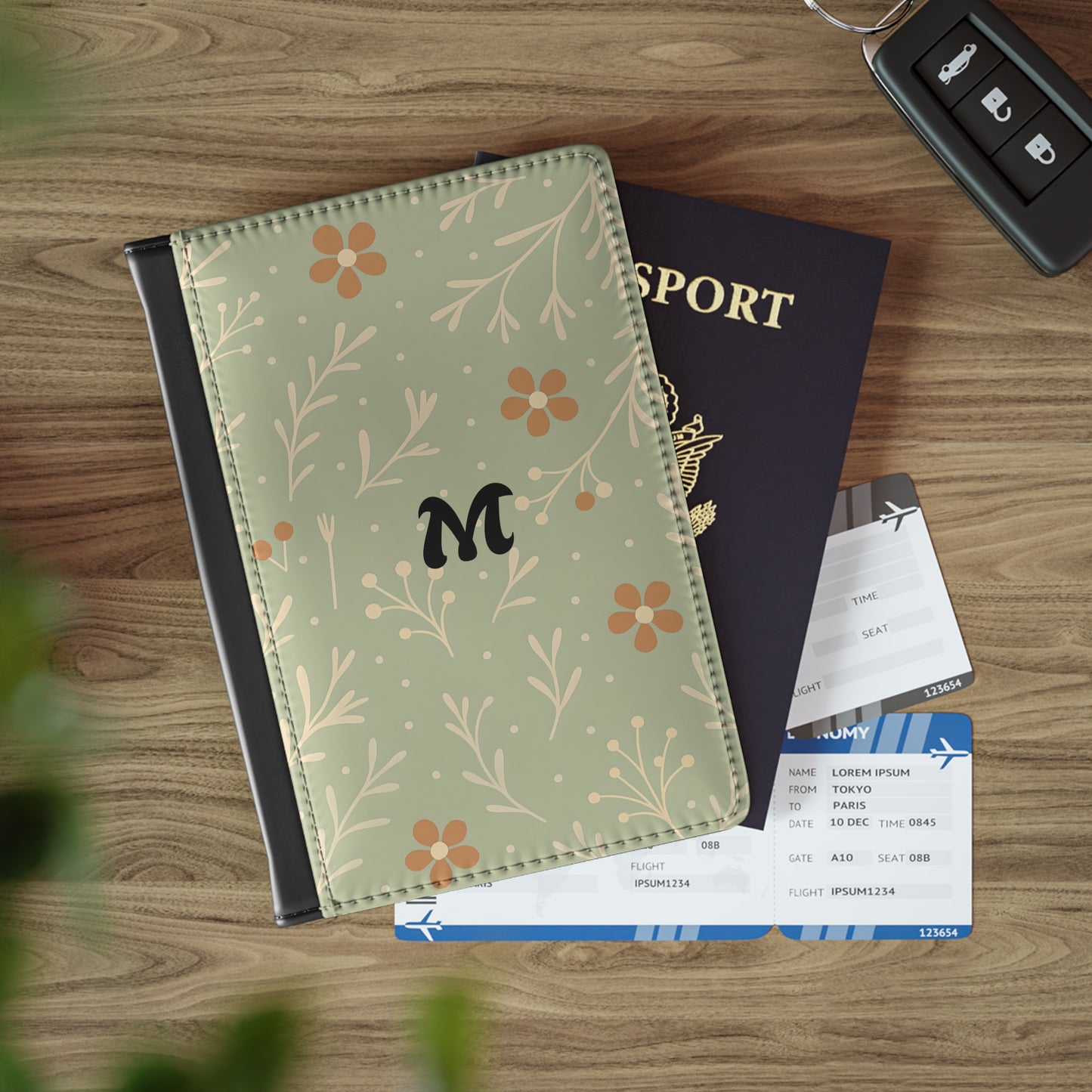 Floral Passport Cover with Custom Initials | Travel Accessory