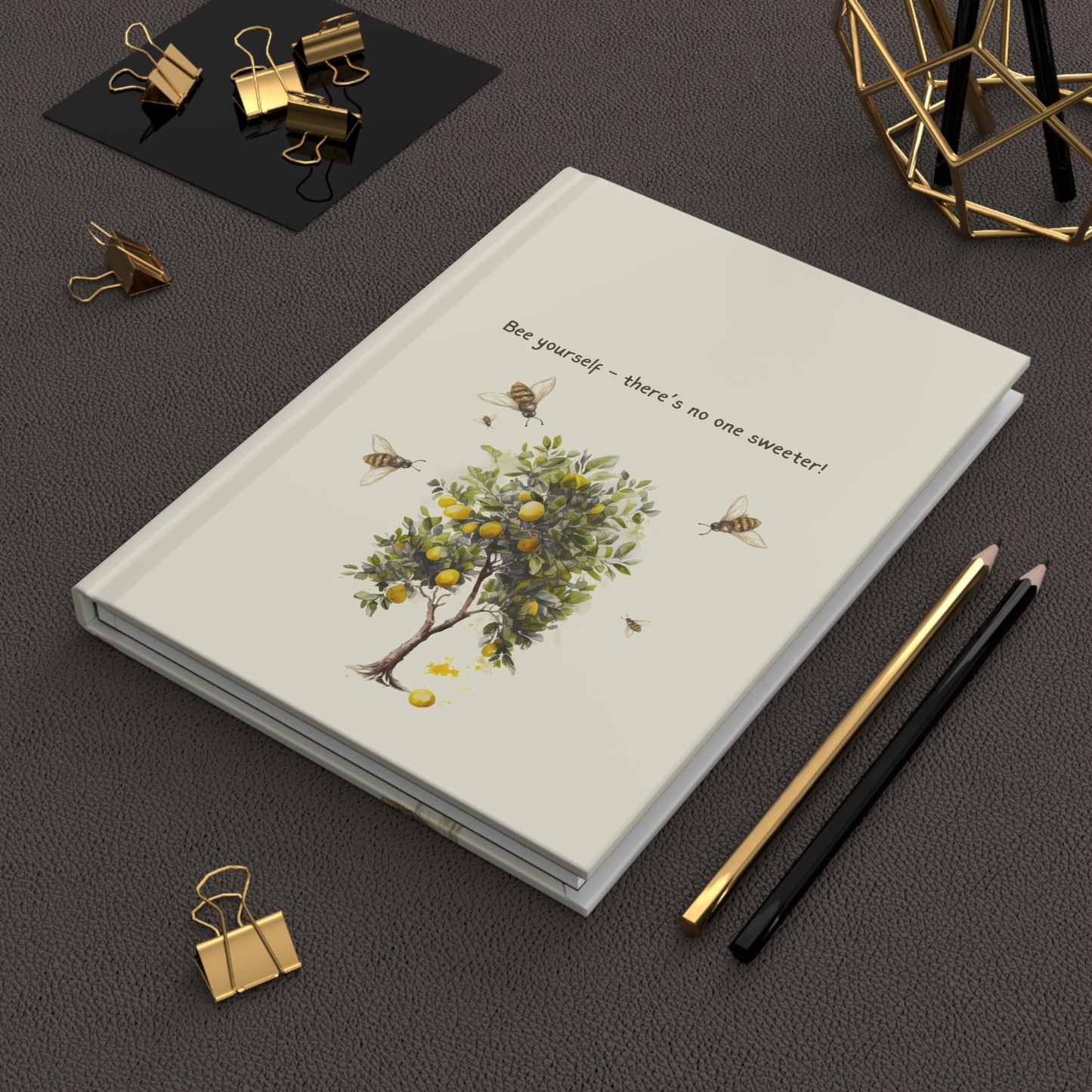 Bee Yourself Hardcover Journal - Inspirational Matte Journal with Bee and Citrus Design