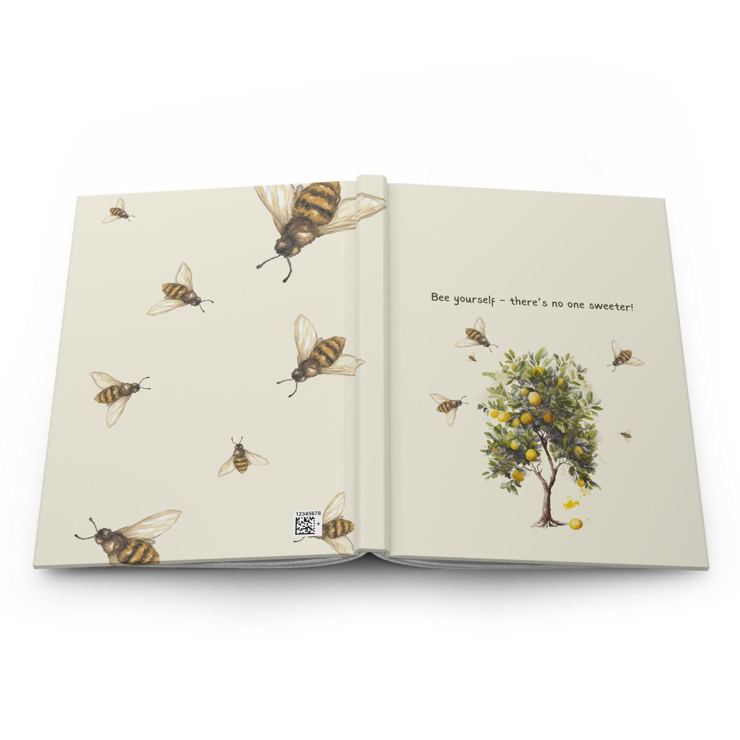 Bee Yourself Hardcover Journal - Inspirational Matte Journal with Bee and Citrus Design
